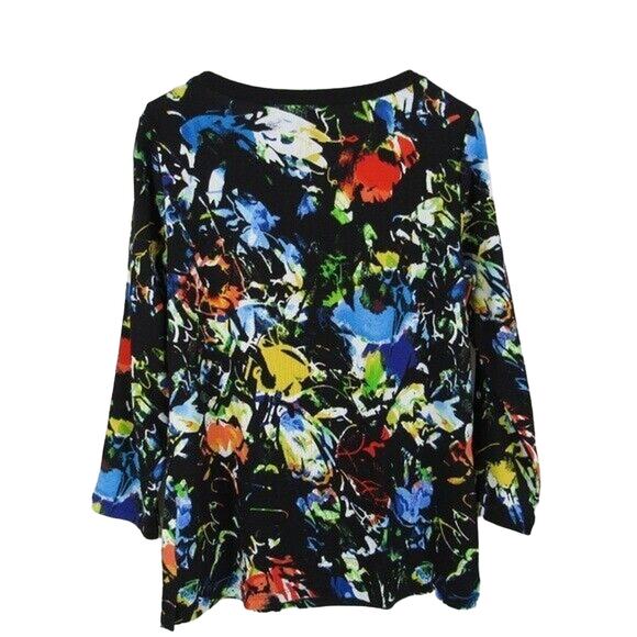 Rafaella Knit Top Blouse Boat Neck Embellished Splash Motif Size Small - Picture 2 of 8